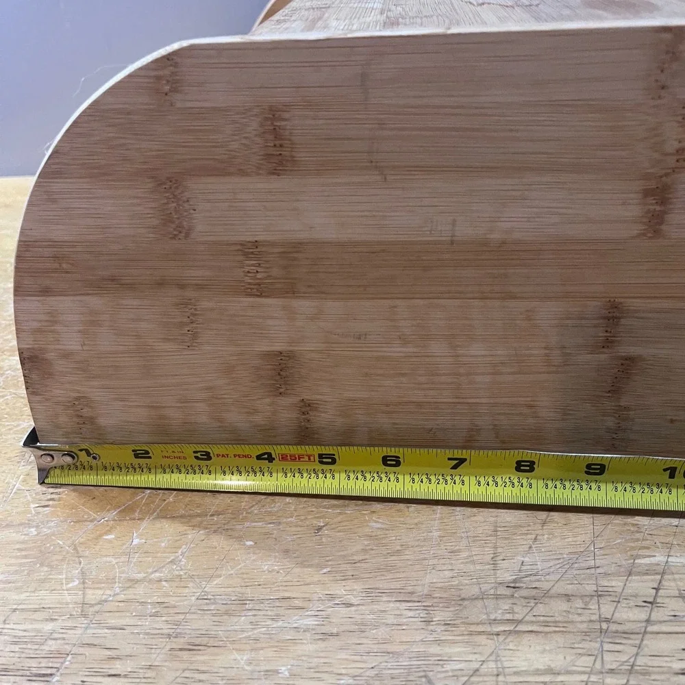 Rae Dunn Wood Bread Box Roll Top Farmhouse Kitchen Storage Natural Wood BREAD